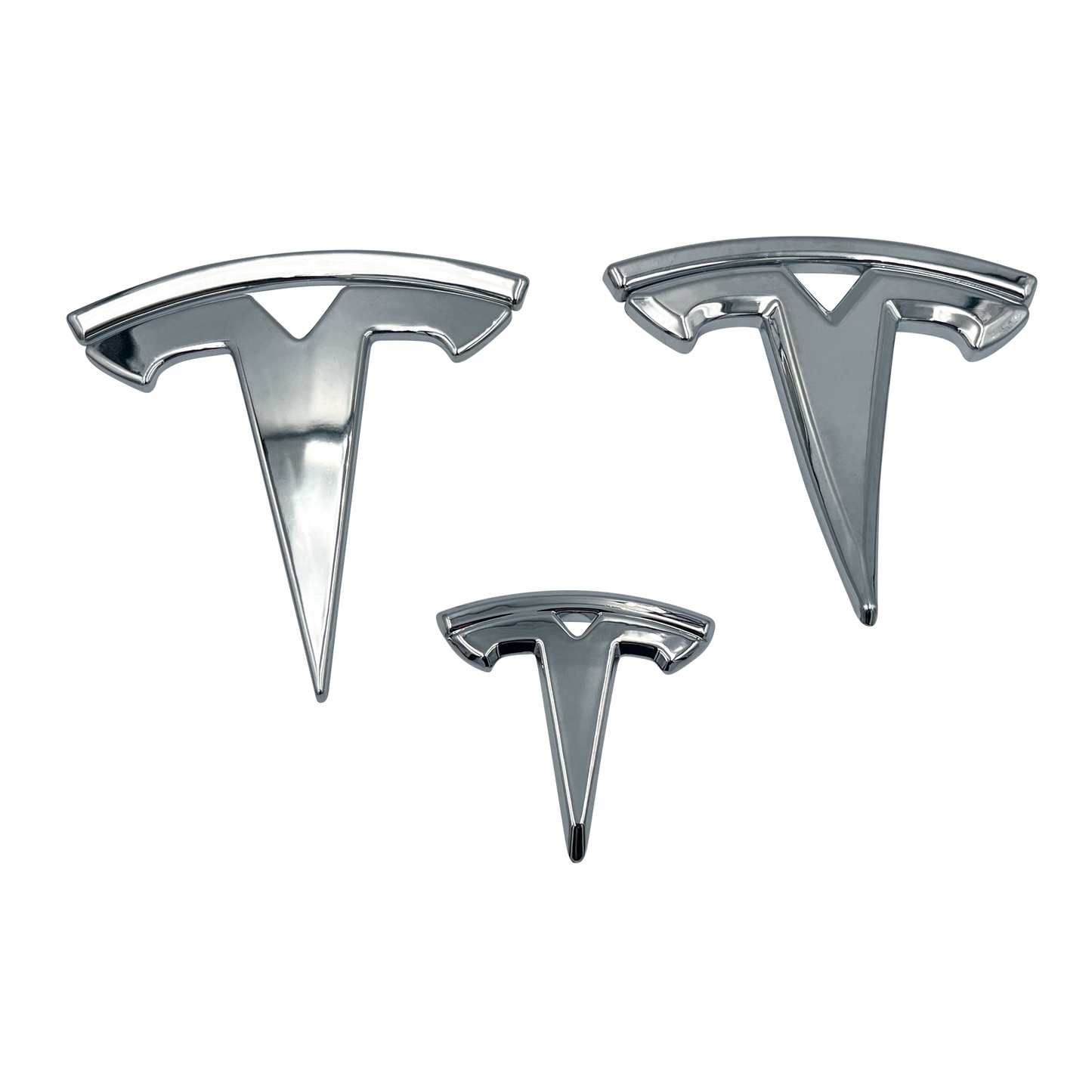 3 Stk. Chrome Tesla Model 3 Logo Sæt