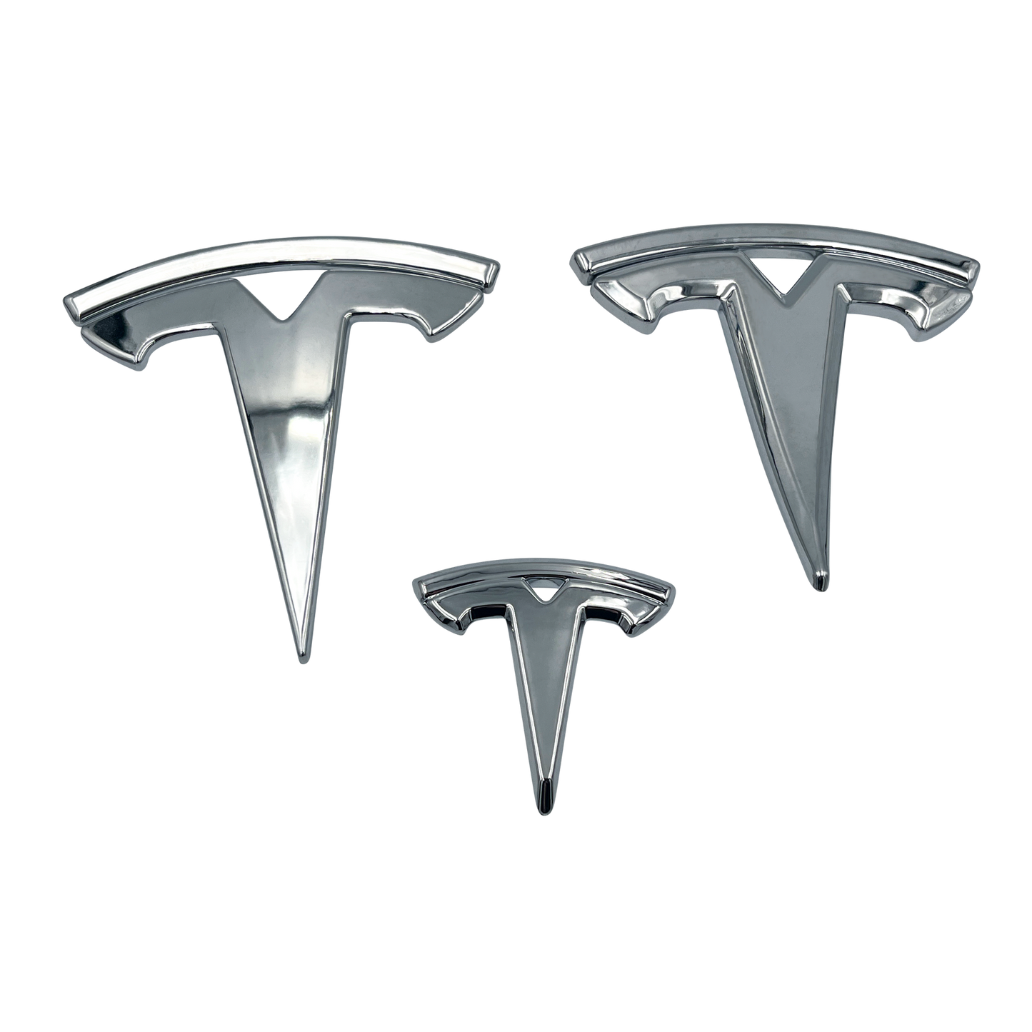 3 Stk. Chrome Tesla Model Y Logo Sæt