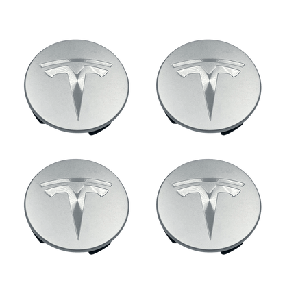 4 stk. Chrome Tesla Centerkapsler 57mm