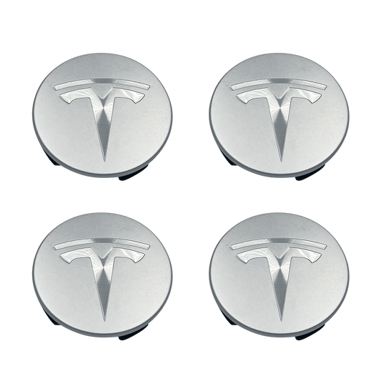 4 stk. Chrome Tesla Centerkapsler 57mm