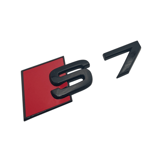 Svart Audi S7 bakre emblem