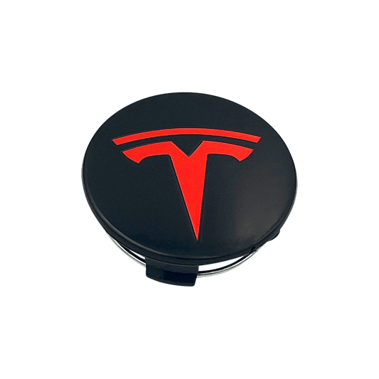 4 stk. Rød & Sort Tesla Centerkapsler 57mm